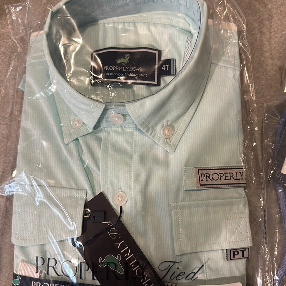 Properly Tied boys seafoam shirt and green shorts
